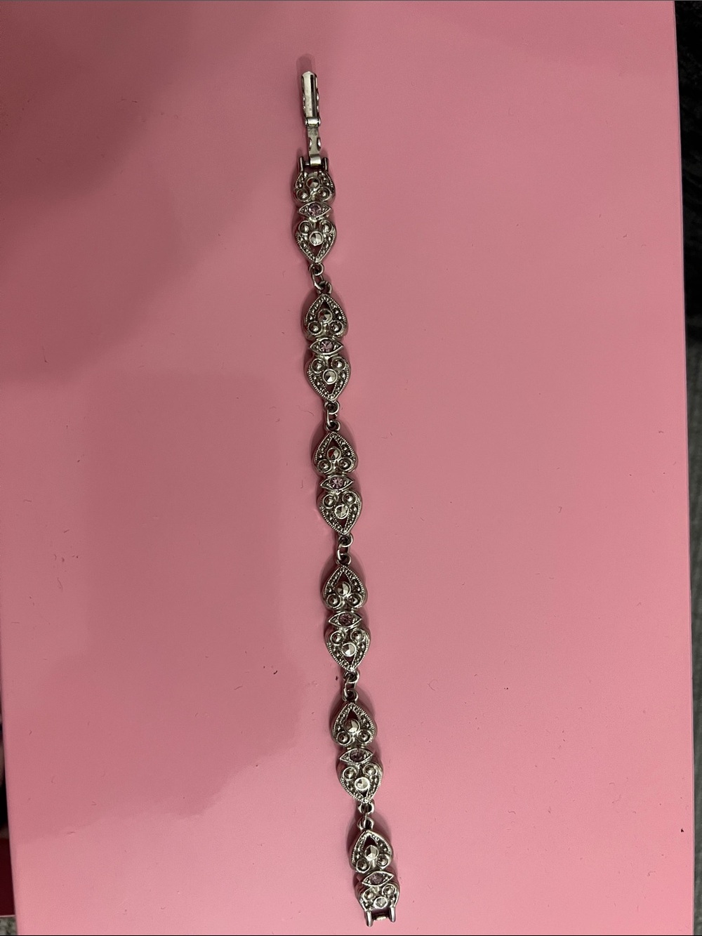 Avon Silver-Tone Filigree Heart Link Bracelet